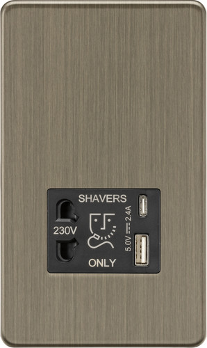 Screwless shaver socket 2x - socket, &